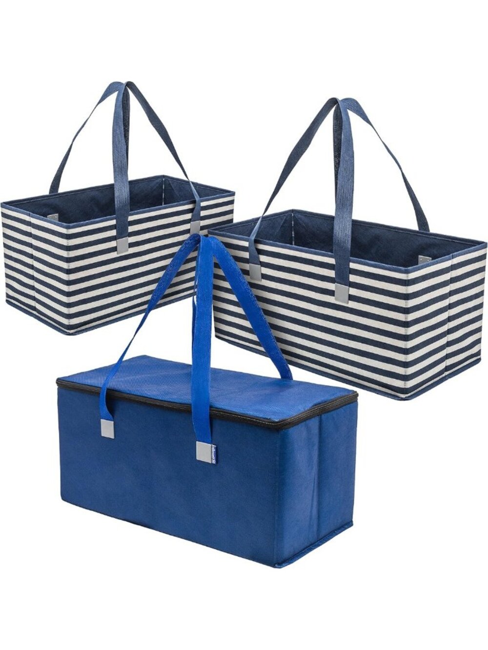 Reusable Heavy Duty Foldable Grocery Bags - Large Collapsible Totes, Pack of 3